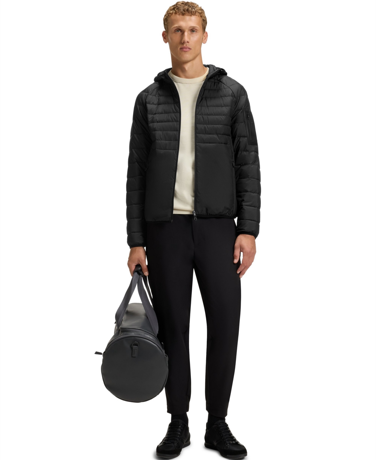Hugo Boss Boss By  Men's Water-repellent Hooded Jacket In Black