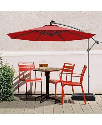 10 Feet Offset Hanging Umbrella with Base and Infinite Tilt