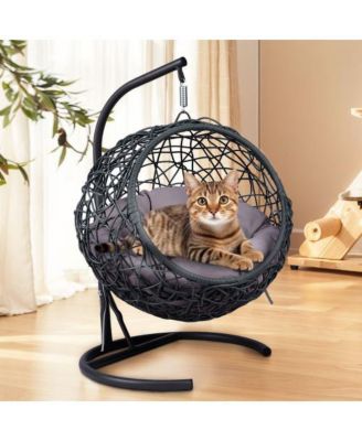 Cat Swing Bed with Stand and Cushion Indoor Outdoor Hammock for Cats and Small Pets