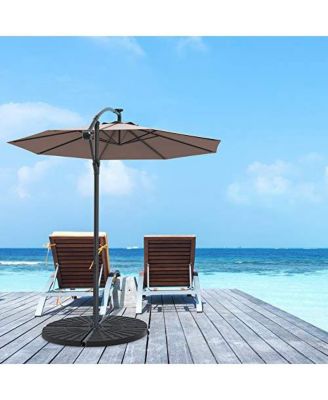 10 Feet 360° Rotation Solar Powered LED Patio Offset Umbrella without Weight Base