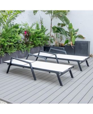 Lounge Chair With Armrests in Black Aluminum Frame, Set of 2