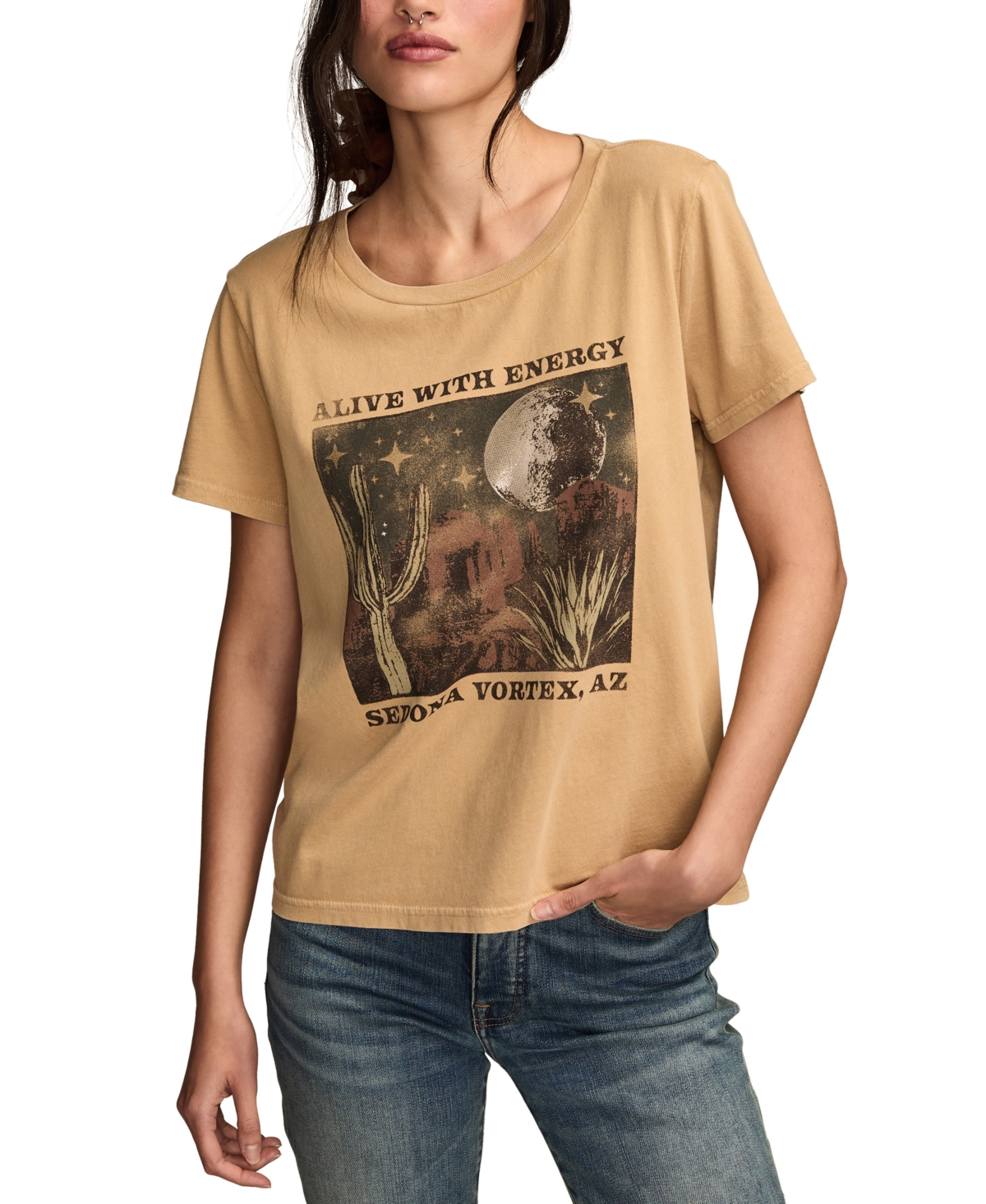 Lucky Brand Women's Alive With Energy Arizona Classic Crew Neck T-shirt In Brown