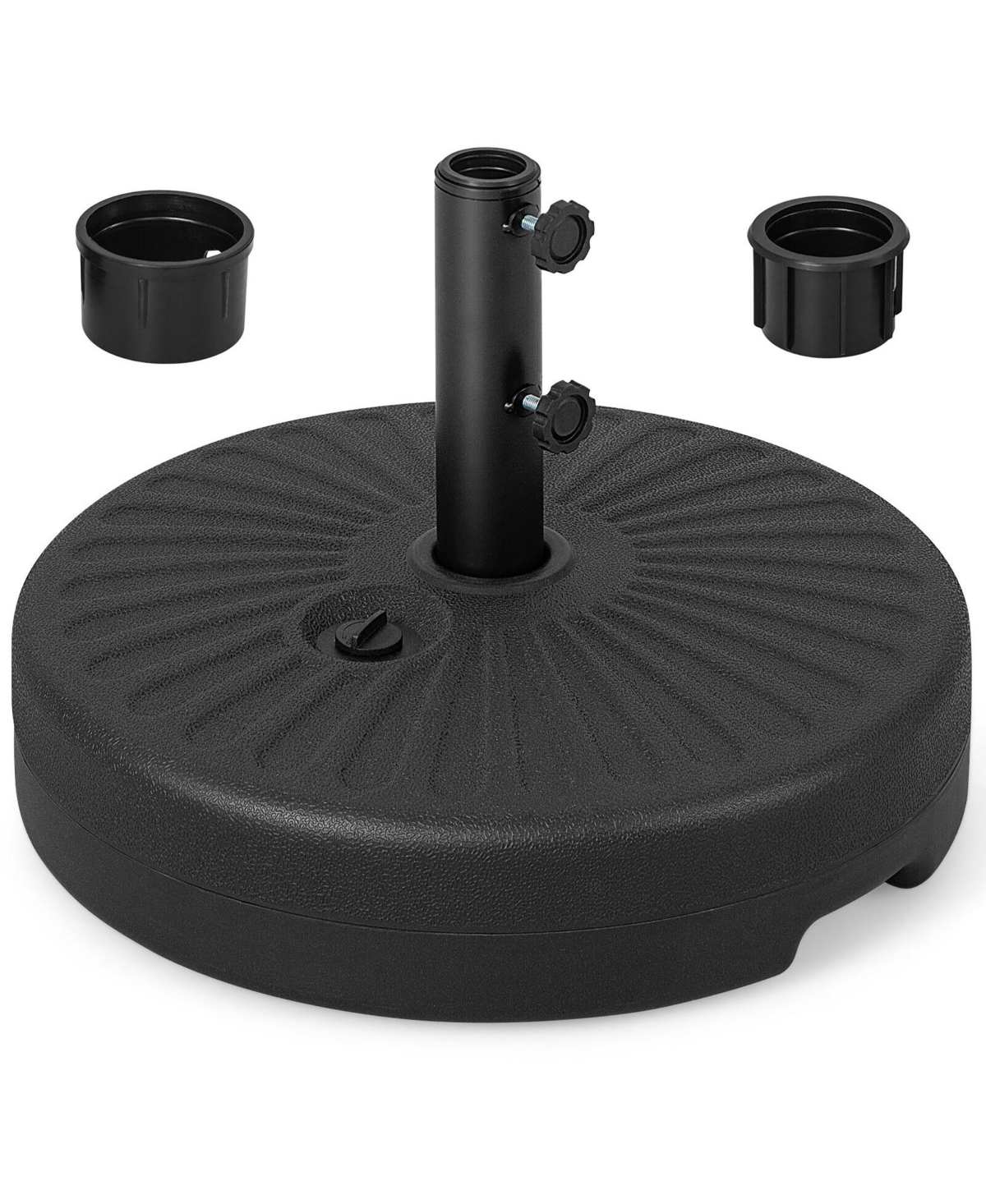 Gymax Patio 19.5'' Fillable Round Umbrella Base Stand Holder Heavy-Duty Pole 1.5''/1.9'' - Black