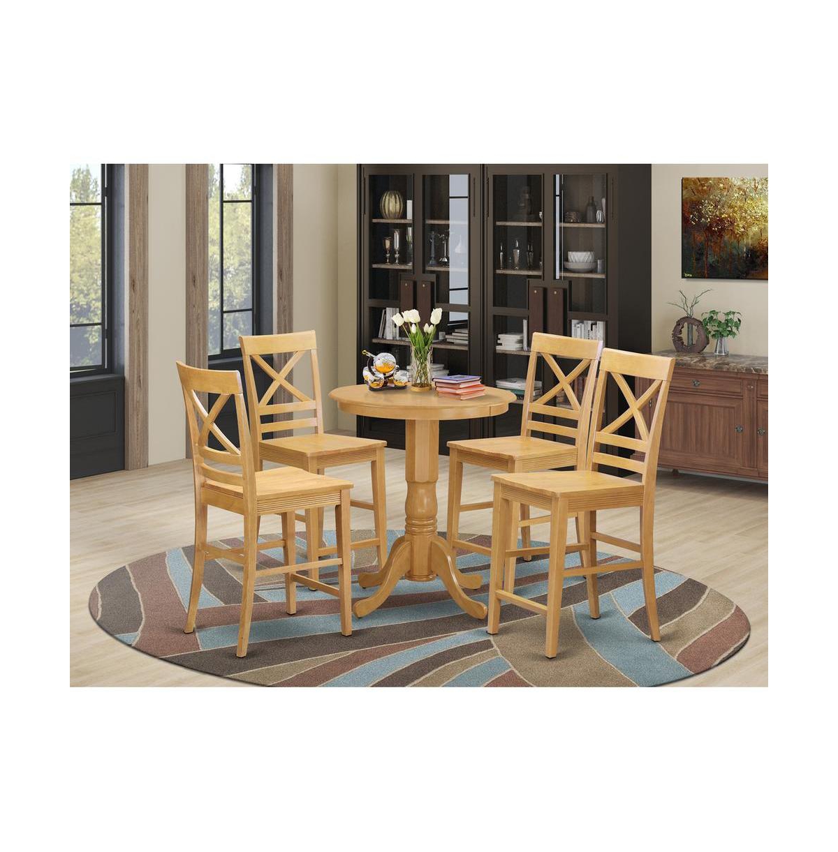 East West Furniture 5 Pc counter height pub set - Dining Table and 4 Kitchen bar stool