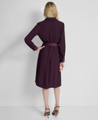 Women's Long Sleeve Collared Shirt Dress 
