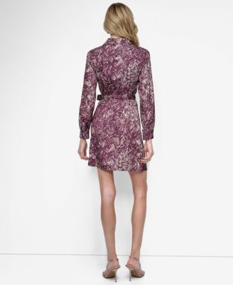 Women's Long Sleeve Collared Wrap Dress