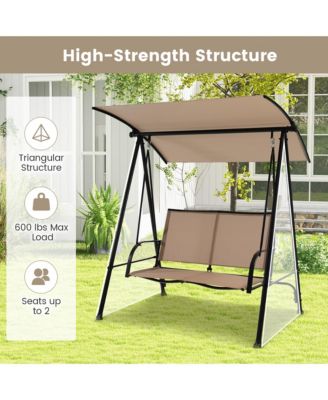 2-Person Patio Swing Seat Swing Bench Canopy Swing Loveseat Outdoor