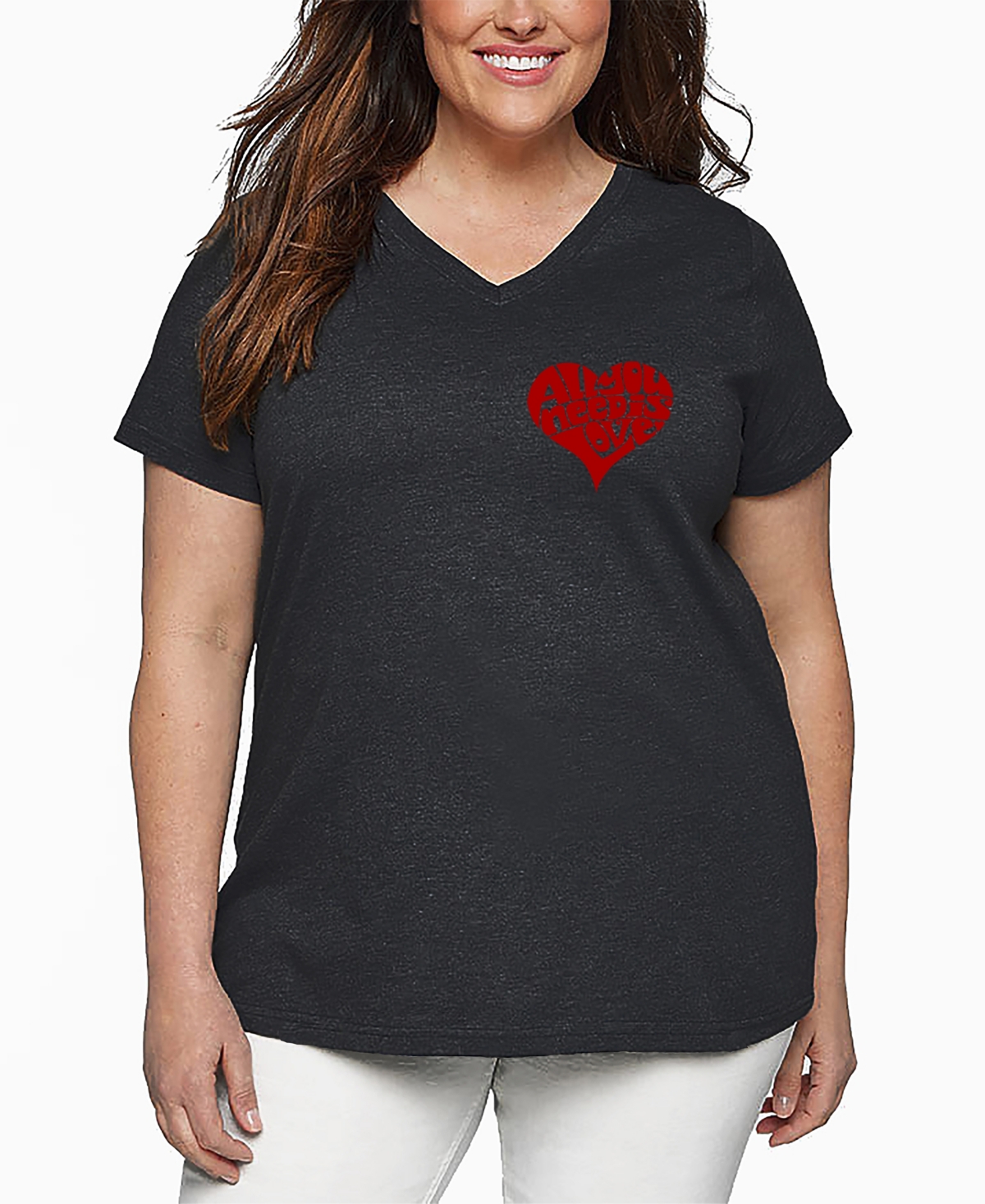 La Pop Art Plus Size All I Want For Christmas Is You Word Art V-neck T-shirt In Gray