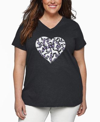 Plus Size Dog Heart Word Art V-Neck T-Shirt