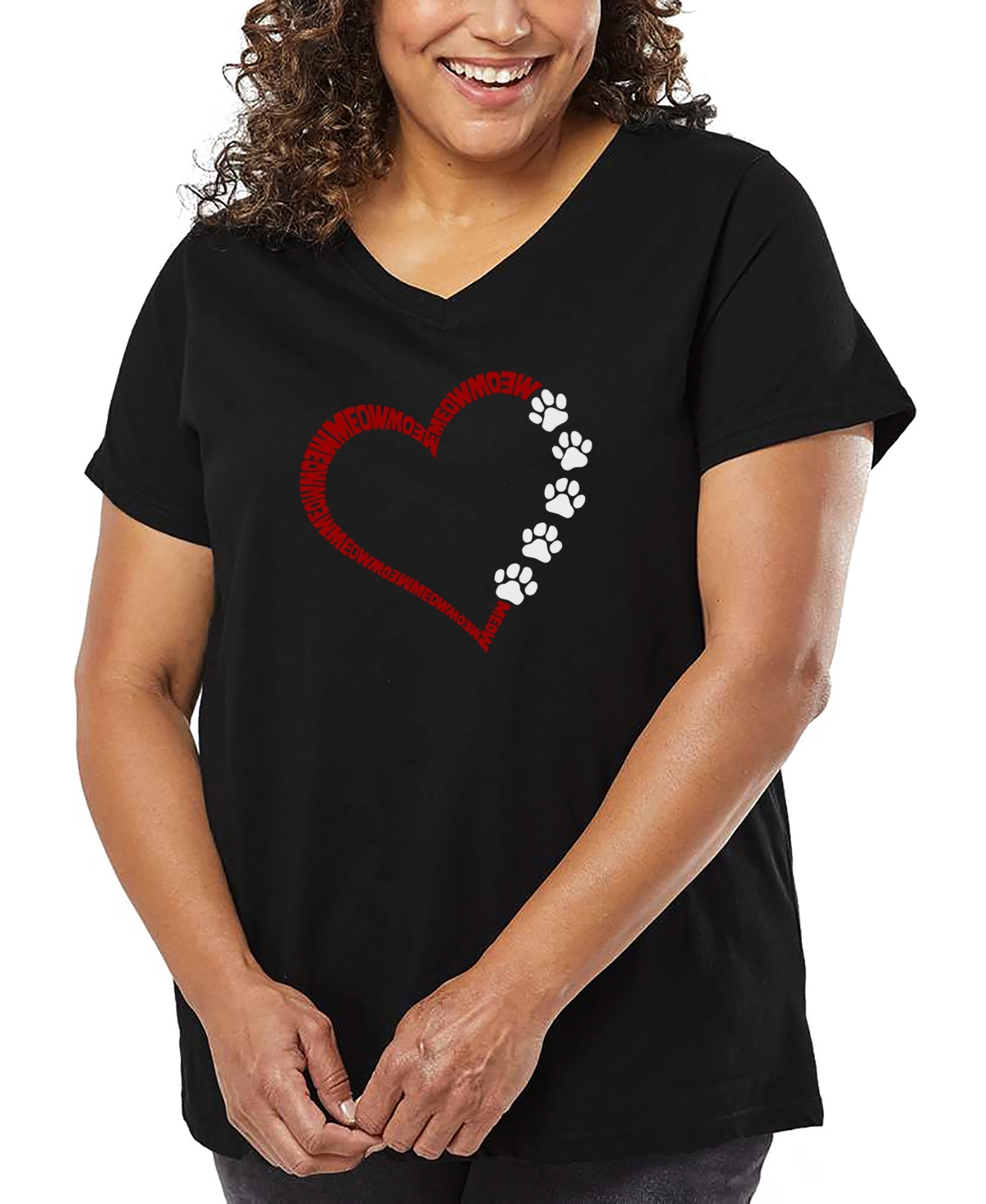 La Pop Art Plus Size Have Yourself A Merry Little Christmas Word Art V-neck T-shirt In Black