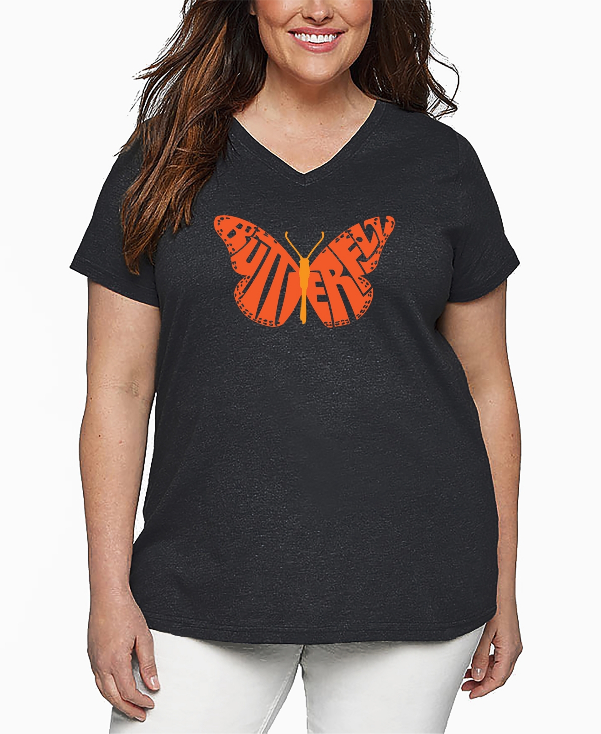 La Pop Art Plus Size Crazy Little Thing Called Love Word Art V-neck T-shirt In Gray