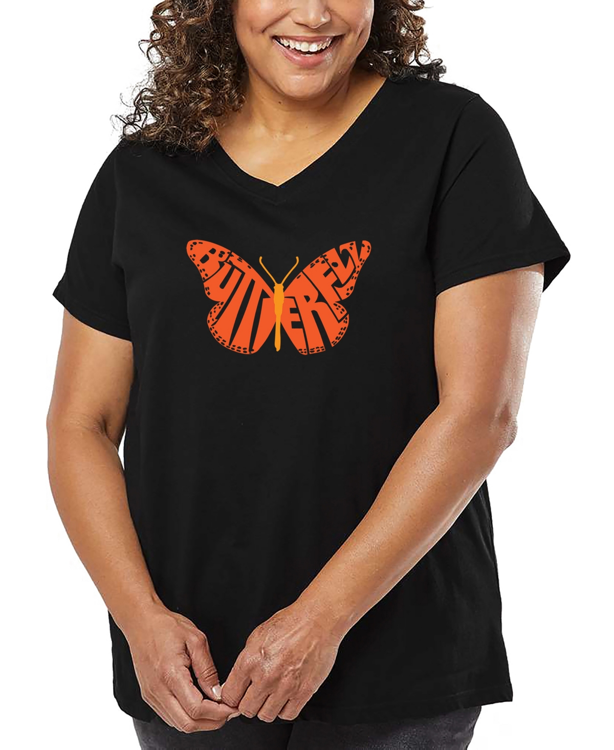 La Pop Art Plus Size Have Yourself A Merry Little Christmas Word Art V-neck T-shirt In Black