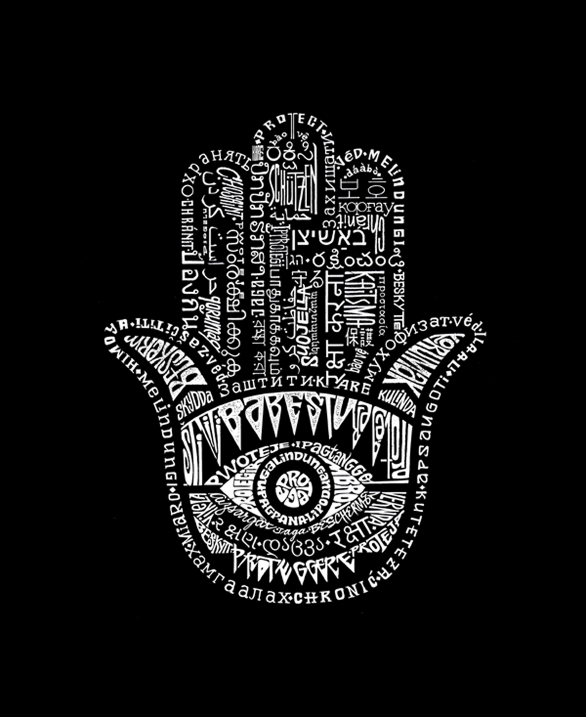 La Pop Art Plus Size Hamsa Word Art V-neck T-shirt In Black