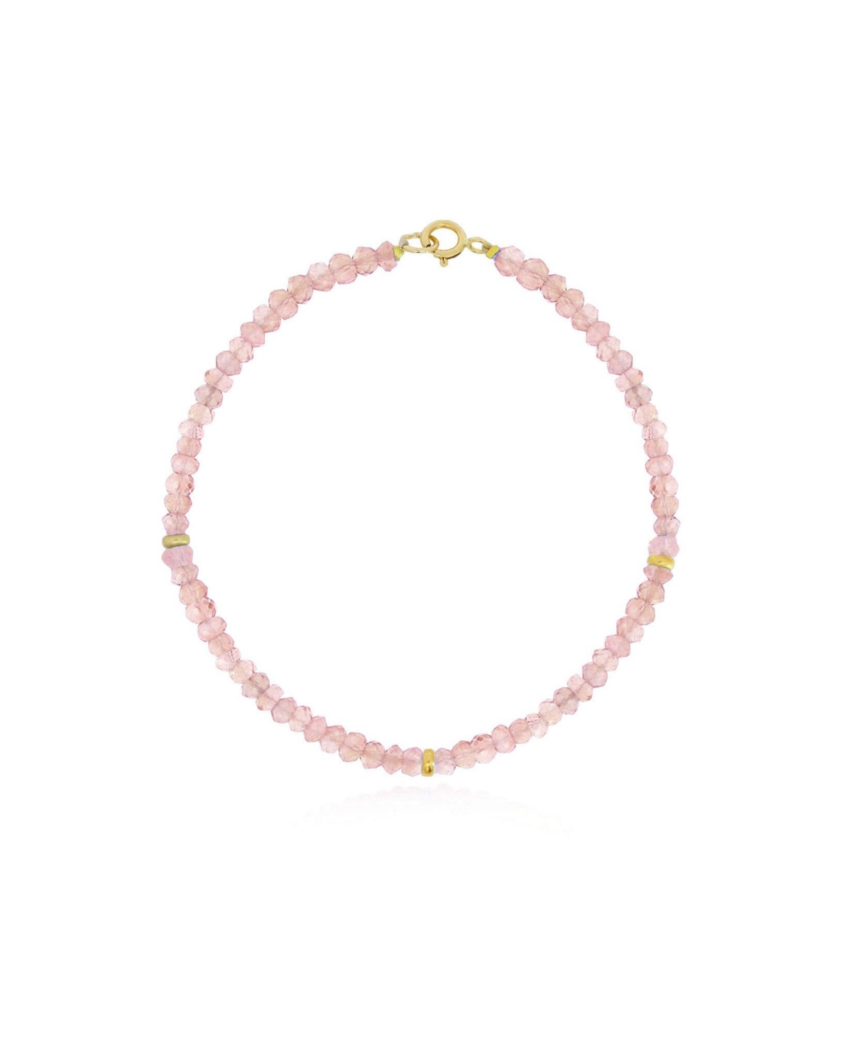 Pink Opal Bead Bracelet 14K Gold - Pink opal