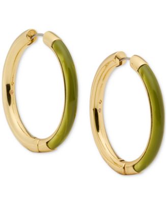 Gold-Tone Interlock Tortoise Medium Hoop Earrings, 1.34"