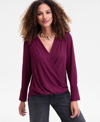 I.N.C. International Concepts - Women's Surplice Long-Sleeve Blouse