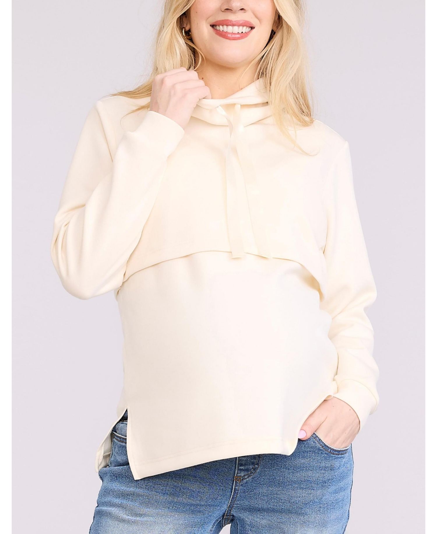 Maternity Funnel Neck Pullover Nursing Sweatshirt - Motherhood
