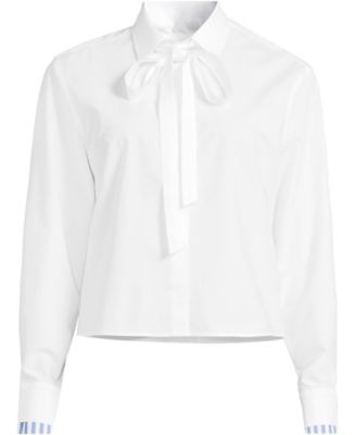 Women's Carefree Cotton Shirt with Removable Bow