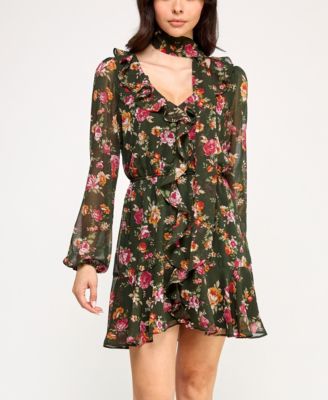 Juniors' Floral  Long Sleeve Dress