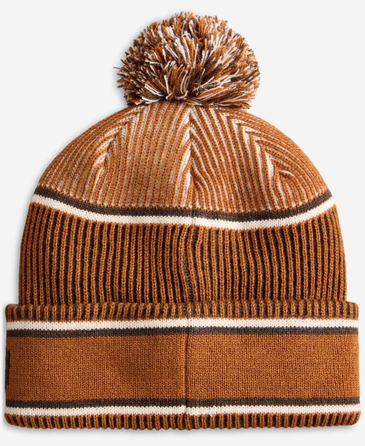 Timberland Men's Pom  Jacquard Logo Beanie Hat In Brown
