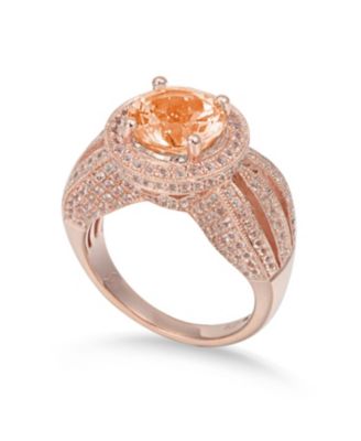 Suzy Levian Sterling Round Cut Center Topaz Cocktail Ring