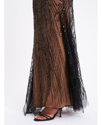 Women's Qeturah Embroidered Sequin Off Shoulder Mesh Gown