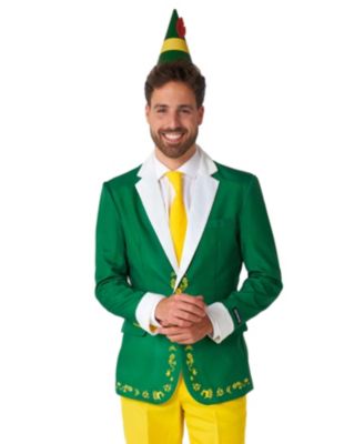 Men's Costume - Official Elf Christmas Halloween Outfit Set - Green - Yellow
