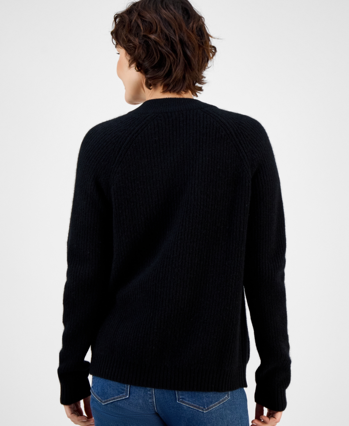 Charter Club Women's 100% Cashmere Shaker-stitch Bomber Jacket, Macy's Exclusive In Black
