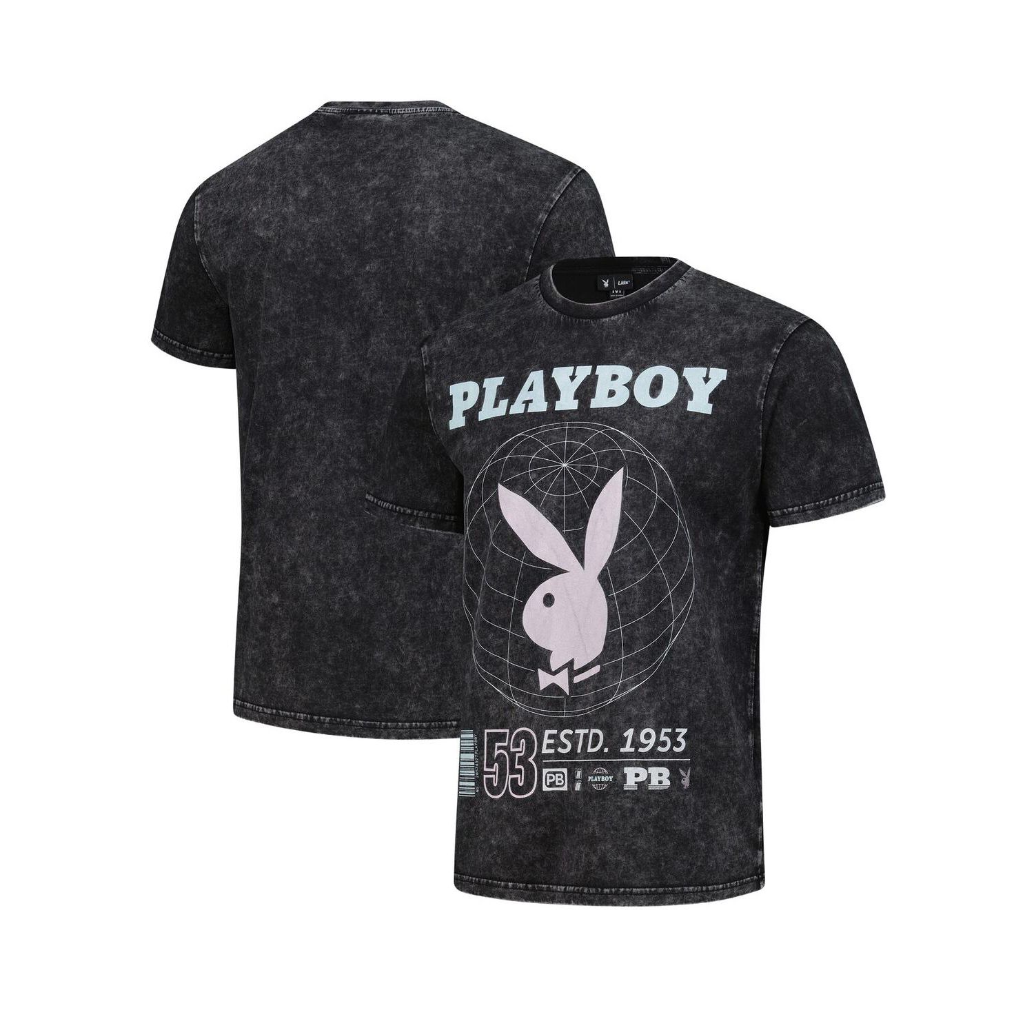 Men's Black Playboy Distressed Oversized Rabbit T-Shirt