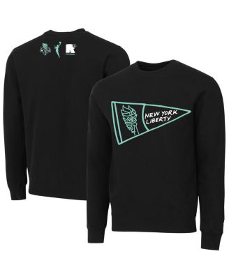 Round21 - Men's and Women's Black New York Liberty Pennant Crewneck Pullover Sweatshirt