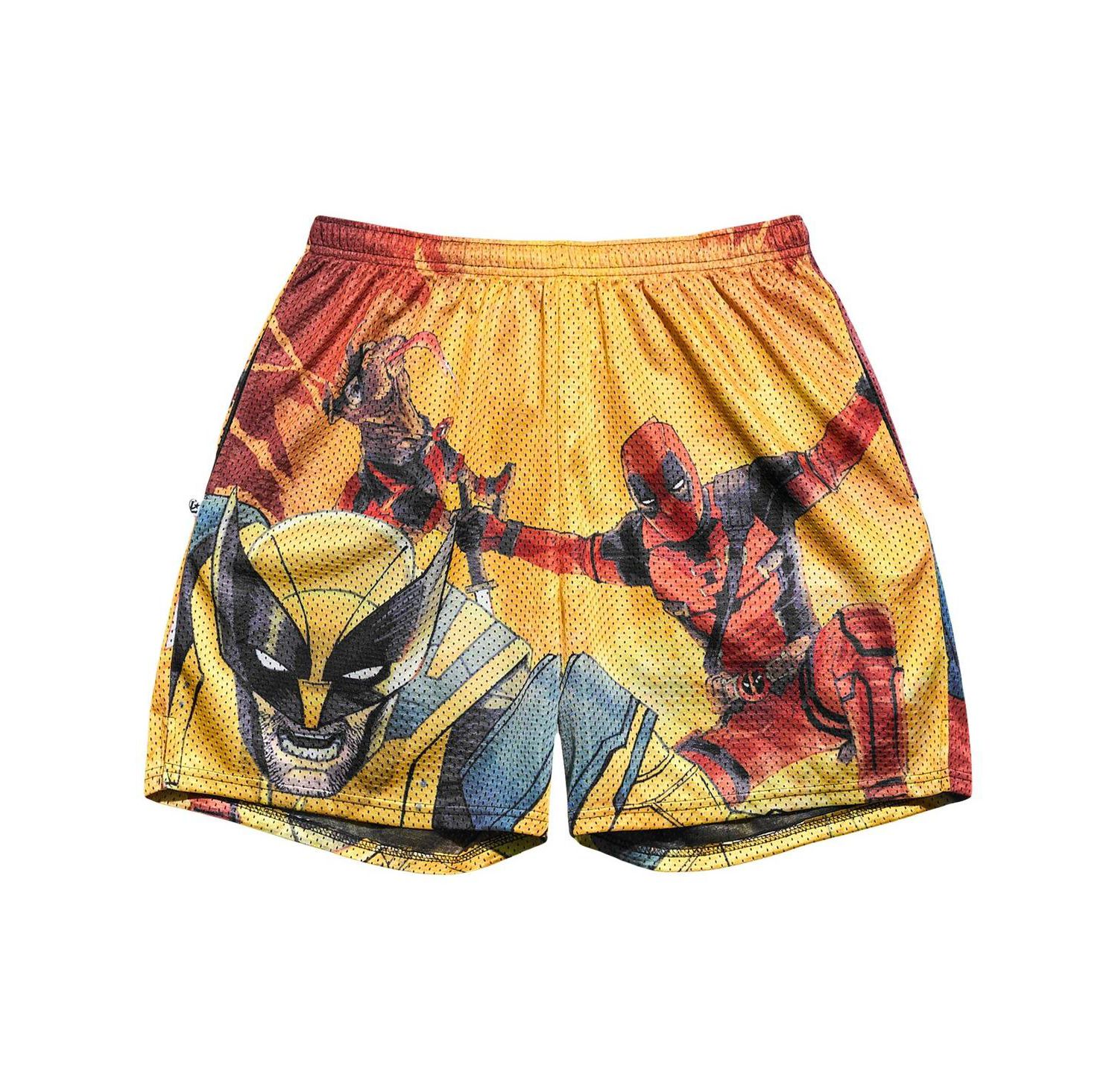 Men's Yellow Deadpool Wolverine Jump Retro Shorts
