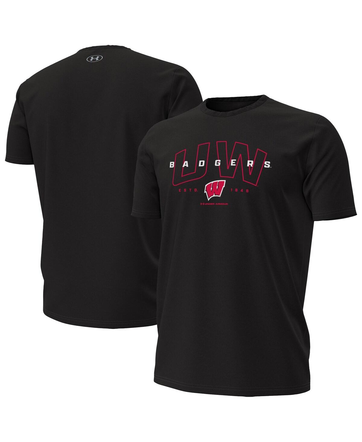 Under Armour Black Wisconsin Badgers Overlay Performance T-shirt In Black