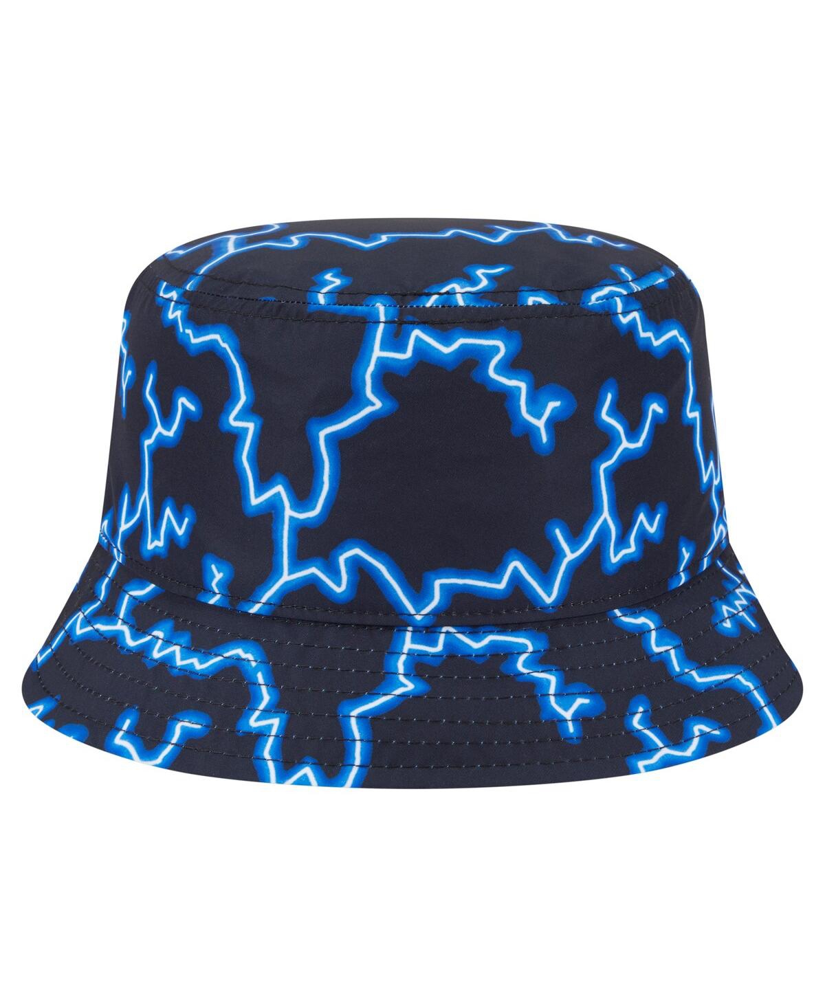New Era Men's Black/light Blue New York Knicks Summer Sun And Storm Reversible Bucket Hat In Blue