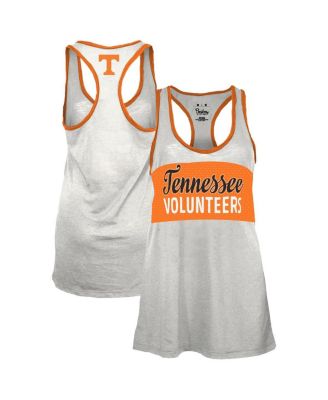 Pressbox - Women's White/Tennessee Orange Tennessee Volunteers Tracy Racerback Burnout Tank Top