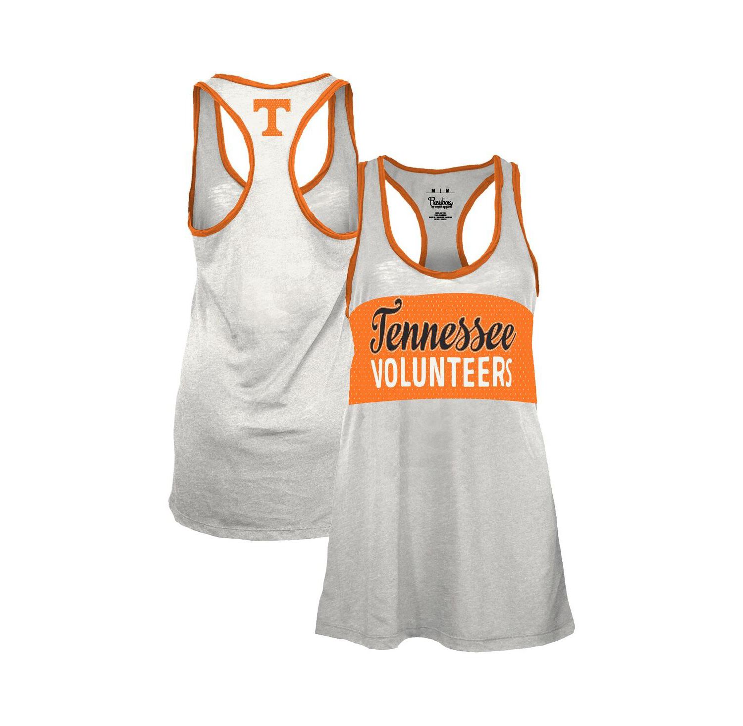 Women's White/Tennessee Orange Tennessee Volunteers Tracy Racerback Burnout Tank Top