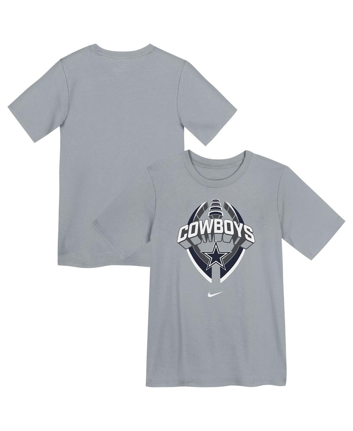 Nike Big Boys And Girls Gray Dallas Cowboys Icon Legend T-shirt In Gray