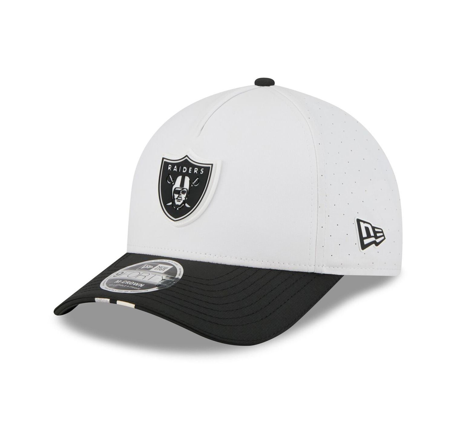 Men's White/Black Las Vegas Raiders 2025 NFL Training Camp A-Frame 9FORTY Adjustable Hat