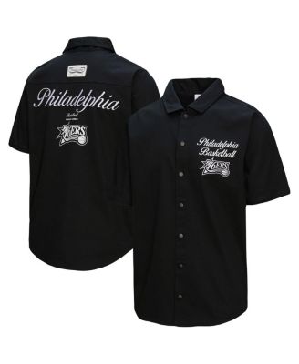 Mitchell & Ness - Men's Black Philadelphia 76ers Hardwood Classics Camp Shirt