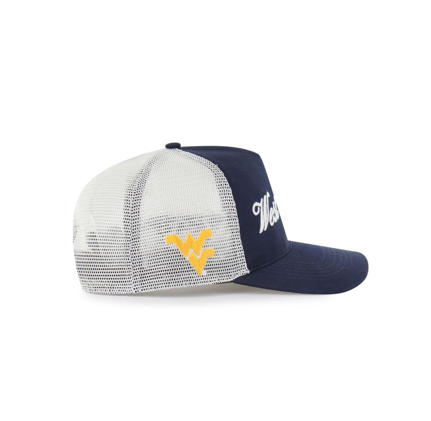 Men's and Women's Navy West Virginia Mountaineers Contemporary Basics Foundation Trucker Hitch Adjustable Hat