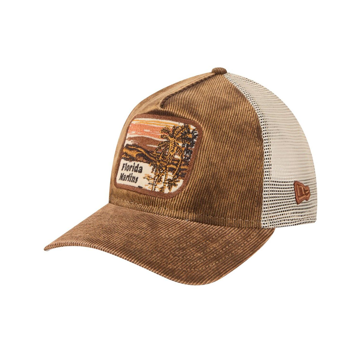 Men's Dark Brown Florida Marlins Vintage Landscape 9TWENTY A-Frame Adjustable Trucker Hat