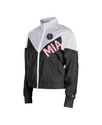By New Era Women's&nbsp;Black Inter Miami CF Leisure Cropped Full-Zip Windbreaker Jacket