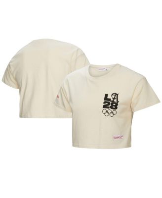 Mitchell & Ness - Women's Cream LA28 Premium Cropped T-Shirt
