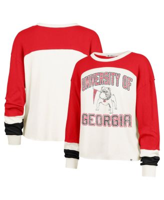 '47 Brand - Women's Cream Georgia Bulldogs Double Header Curve Raglan Long Sleeve T-Shirt