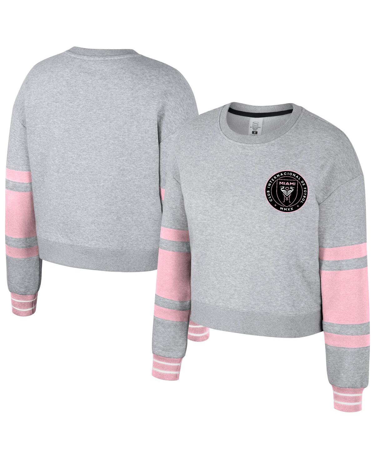 Women's Heather Gray Inter Miami Cf Scrimmage Cropped Pullover Sweatshirt - Heather Gray