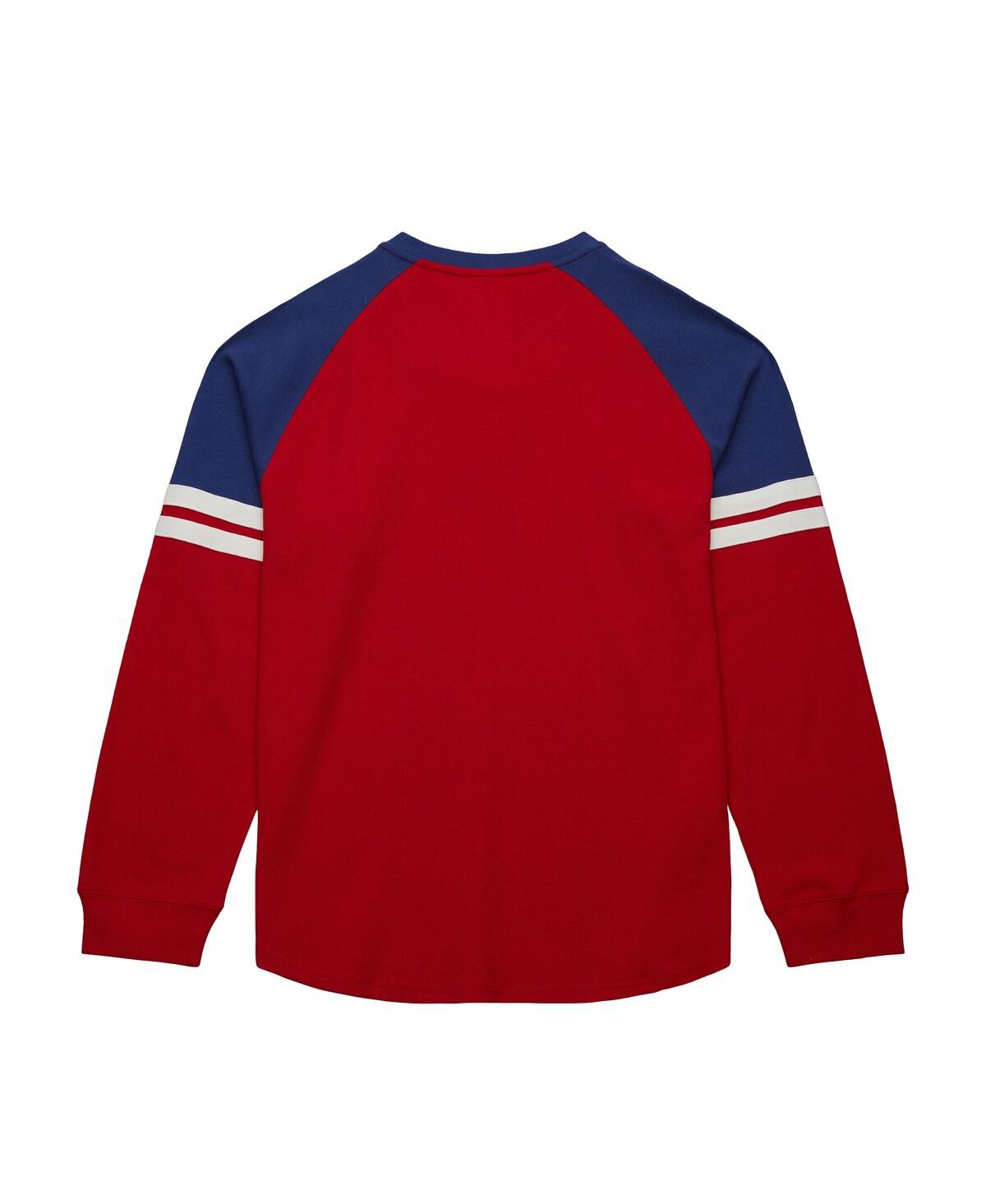 Mitchell & Ness Men's Red New York Rangers Thermal Henley Long Sleeve T-shirt In Red