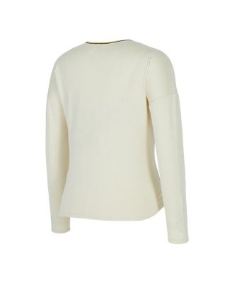 Women's 2-Piece Cream Golden State Warriors Kaki Hacci Knit Long Sleeve Top and Shorts Set