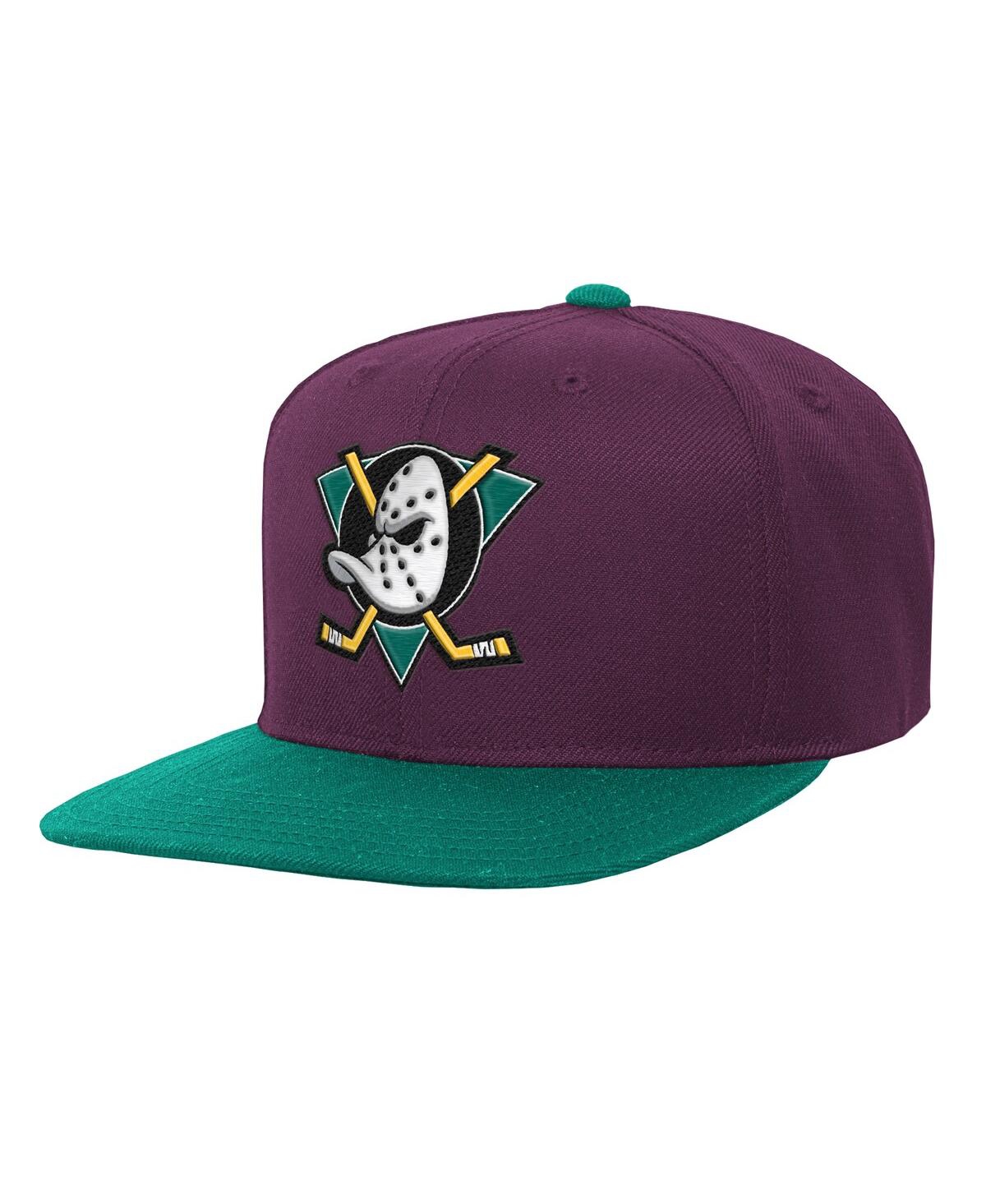 Mitchell & Ness Big Boys And Girls Maroon/green Anaheim Ducks Core Team Two-tone Snapback Hat In Brown
