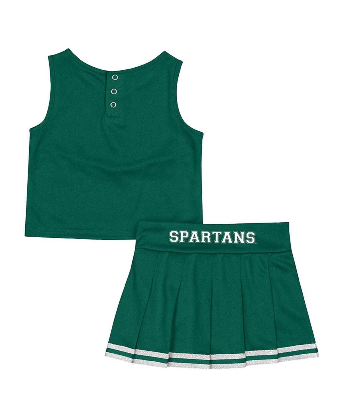 Colosseum Girls Toddler 2-pack Green Michigan State Spartans Time For Recess Cheer Top And Skirt Set In Green