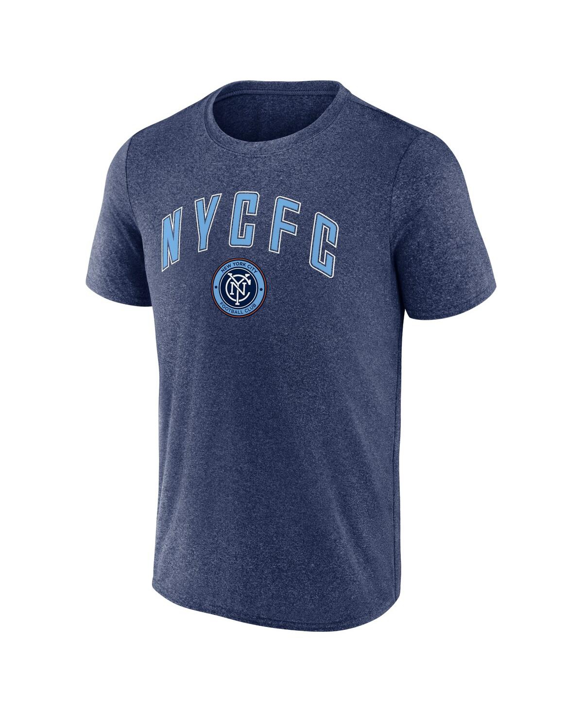 Fanatics Men's Heather Navy New York City Fc Drop Kick T-shirt In Blue
