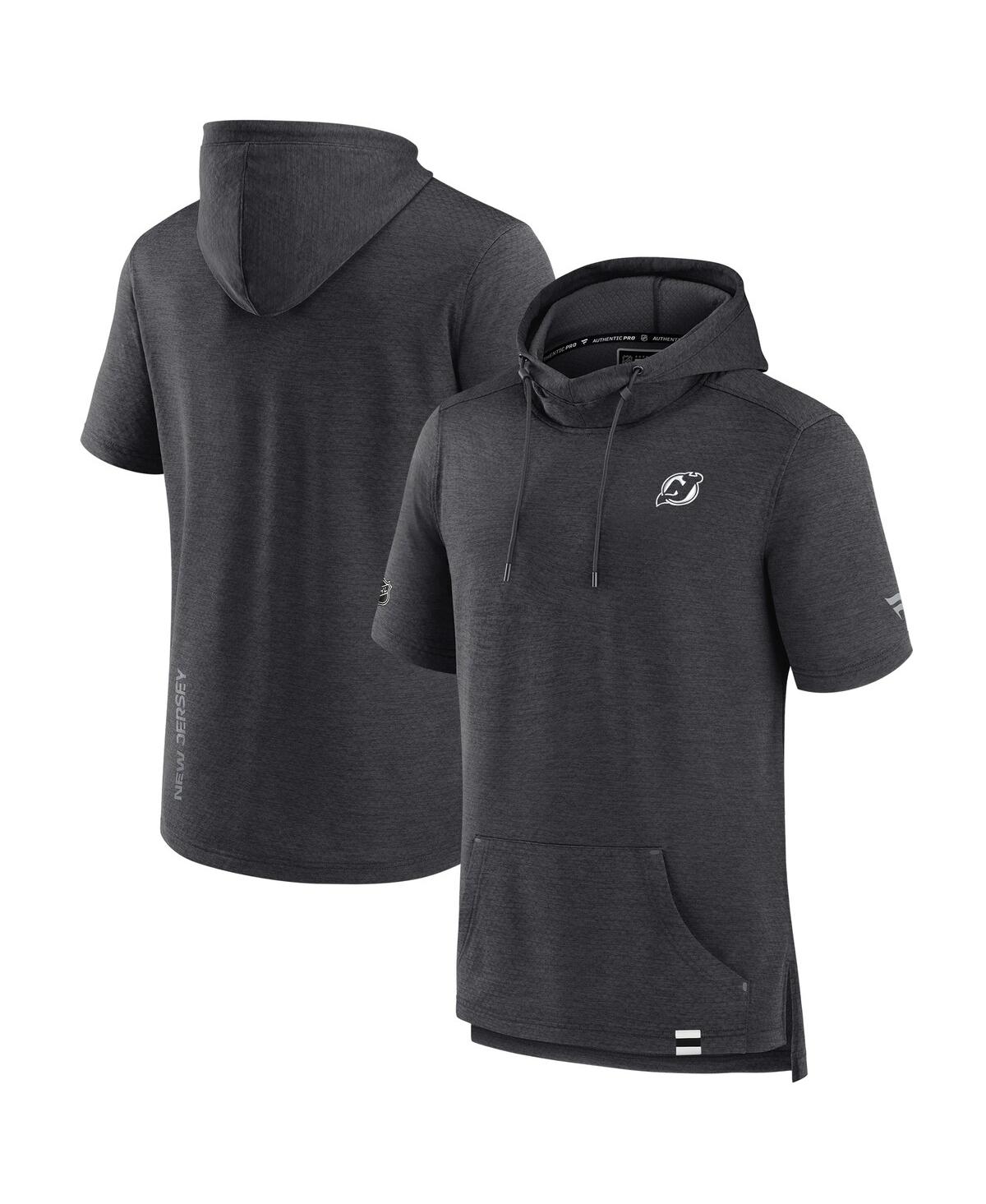 Fanatics Men's Heather Charcoal New Jersey Devils Authentic Pro Pullover Hoodie In Black